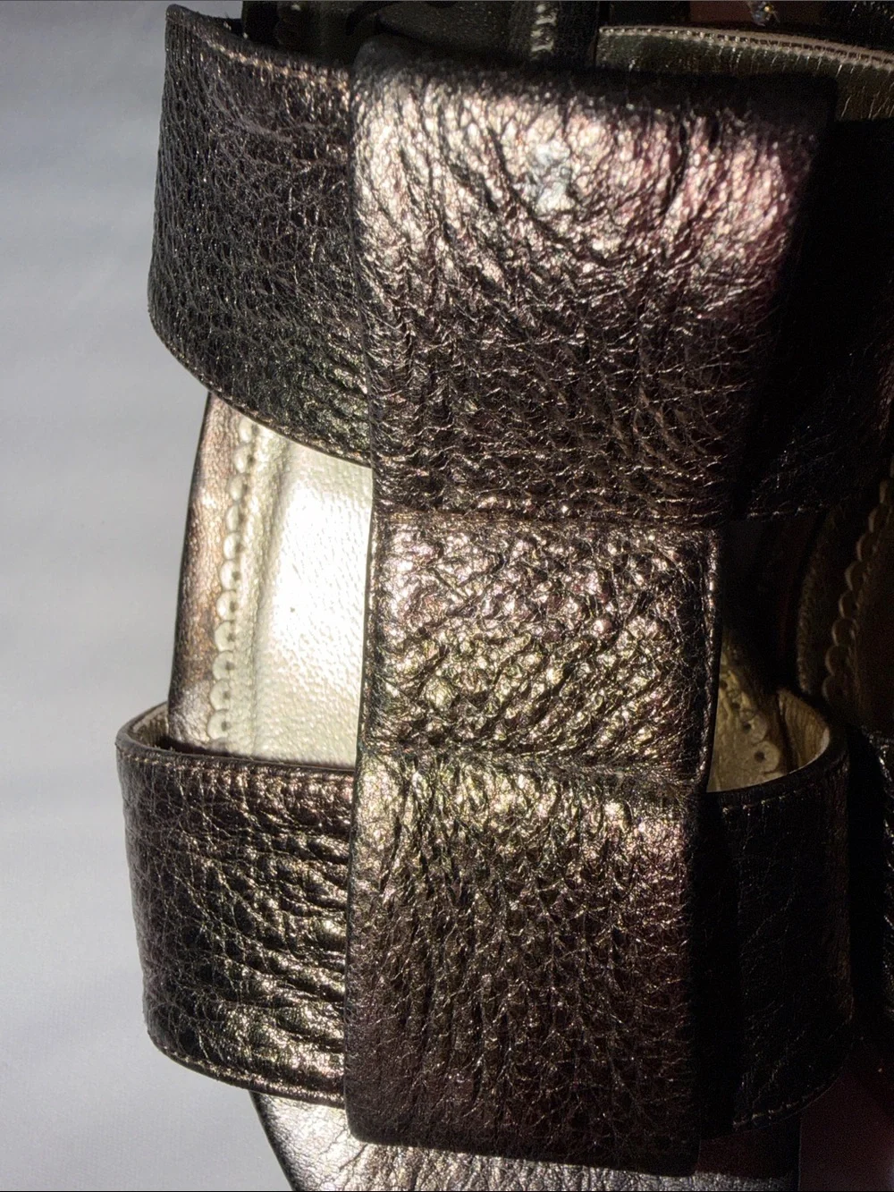 Metallic Bronze Wedge Sandals - Women's Comfortable Slip-On